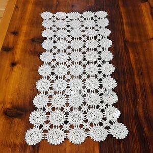 Chic White Crochet Table Runner
